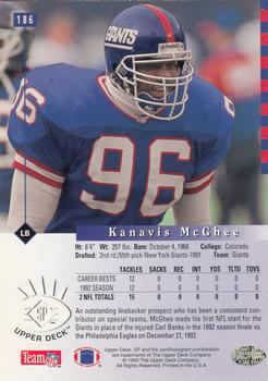 1993 SP #186 Kanavis McGhee Back