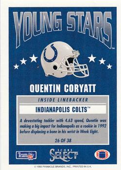 1993 Select Young Stars #26 Quentin Coryatt Back