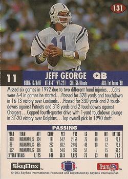 1993 SkyBox Impact - Color Foils #131 Jeff George Back