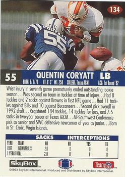 1993 SkyBox Impact - Color Foils #134 Quentin Coryatt Back