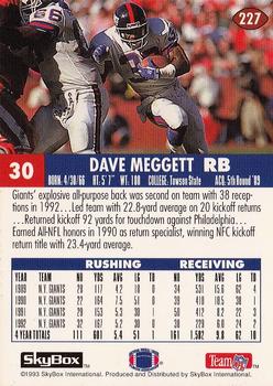 1993 SkyBox Impact - Color Foils #227 Dave Meggett Back