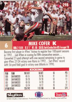 1993 SkyBox Impact - Color Foils #298 Mike Cofer Back