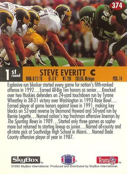 1993 SkyBox Impact - Color Foils #374 Steve Everitt Back