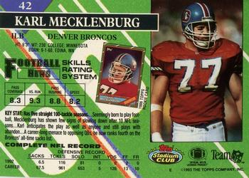 1993 Stadium Club - Members Only #42 Karl Mecklenburg Back