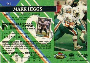 1993 Stadium Club - Members Only #91 Mark Higgs Back
