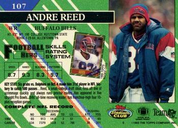 1993 Stadium Club - Members Only #107 Andre Reed Back