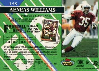1993 Stadium Club - Members Only #155 Aeneas Williams Back