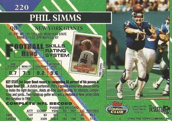 1993 Stadium Club - Members Only #220 Phil Simms Back