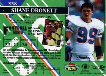 1993 Stadium Club - Members Only #338 Shane Dronett Back