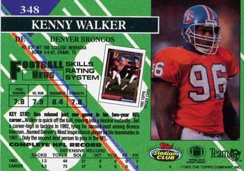 1993 Stadium Club - Members Only #348 Kenny Walker Back