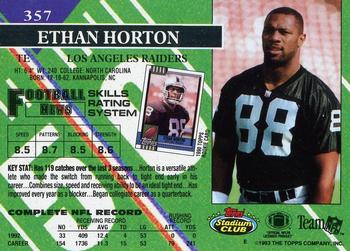 1993 Stadium Club - Members Only #357 Ethan Horton Back