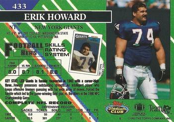 1993 Stadium Club - Members Only #433 Erik Howard Back