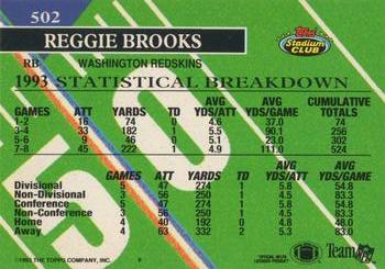 1993 Stadium Club - Members Only #502 Reggie Brooks Back
