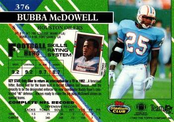 1993 Stadium Club - Super Teams Division Winners #376 Bubba McDowell Back