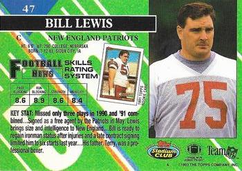 1993 Stadium Club - Super Bowl XXVIII Super Teams Exchange #47 Bill Lewis Back
