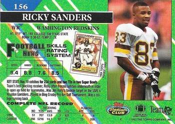 1993 Stadium Club - Super Bowl XXVIII Super Teams Exchange #156 Ricky Sanders Back