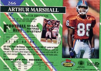 1993 Stadium Club - Super Bowl XXVIII Super Teams Exchange #266 Arthur Marshall Back