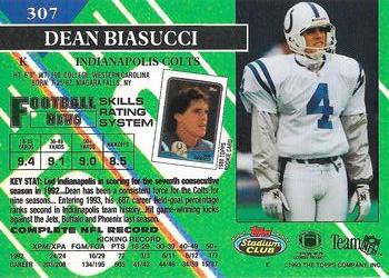 1993 Stadium Club - Super Bowl XXVIII Super Teams Exchange #307 Dean Biasucci Back