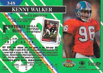 1993 Stadium Club - Super Bowl XXVIII Super Teams Exchange #348 Kenny Walker Back