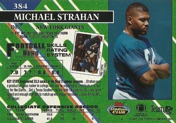 1993 Stadium Club - Super Bowl XXVIII Super Teams Exchange #384 Michael Strahan Back