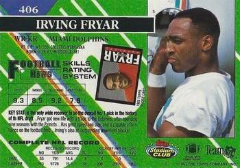 1993 Stadium Club - Super Bowl XXVIII Super Teams Exchange #406 Irving Fryar Back