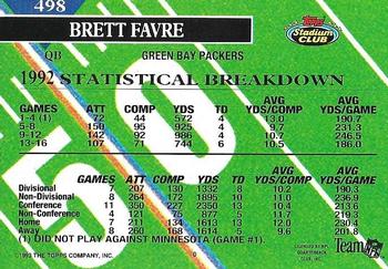 1993 Stadium Club - Super Bowl XXVIII Super Teams Exchange #498 Brett Favre Back