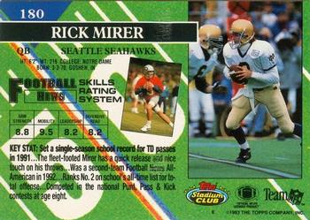 1993 Stadium Club #180 Rick Mirer Back