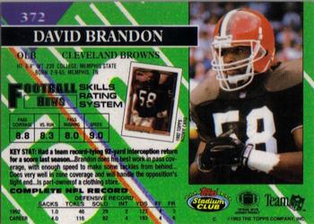 1993 Stadium Club #372 David Brandon Back