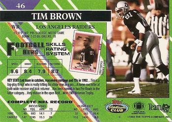1993 Stadium Club #46 Tim Brown Back