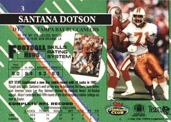 1993 Stadium Club #3 Santana Dotson Back
