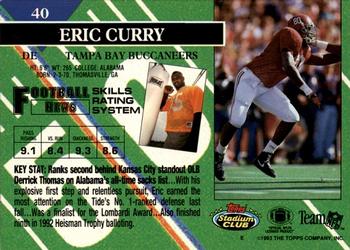 1993 Stadium Club #40 Eric Curry Back