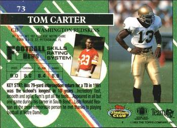 1993 Stadium Club #73 Tom Carter Back