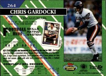 1993 Stadium Club #264 Chris Gardocki Back