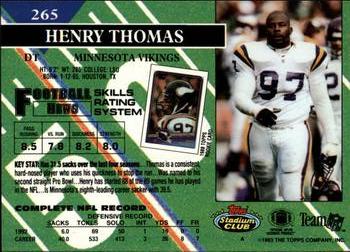 1993 Stadium Club #265 Henry Thomas Back