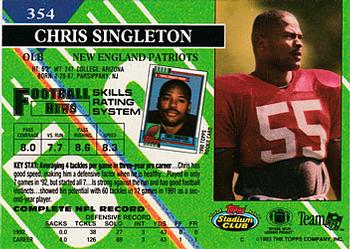 1993 Stadium Club #354 Chris Singleton Back