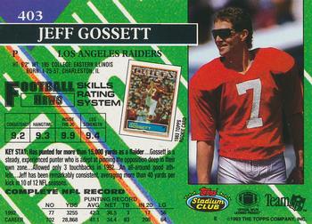 1993 Stadium Club #403 Jeff Gossett Back