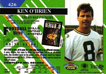 1993 Stadium Club #426 Ken O'Brien Back