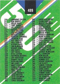 1993 Stadium Club #489 Checklist: 251-375 Back