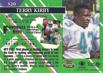 1993 Stadium Club #520 Terry Kirby Back