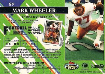 1993 Stadium Club #89 Mark Wheeler Back