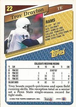 1993 Topps - Gold #22 Troy Drayton Back