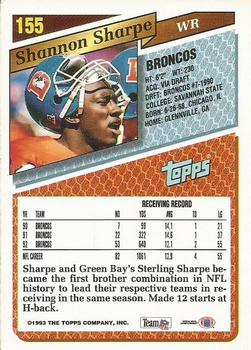 1993 Topps - Gold #155 Shannon Sharpe Back