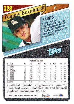 1993 Topps - Gold #328 Tommy Barnhardt Back