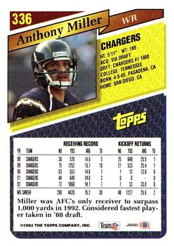 1993 Topps - Gold #336 Anthony Miller Back