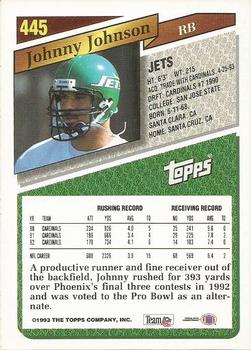 1993 Topps - Gold #445 Johnny Johnson Back