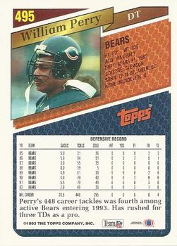 1993 Topps - Gold #495 William Perry Back