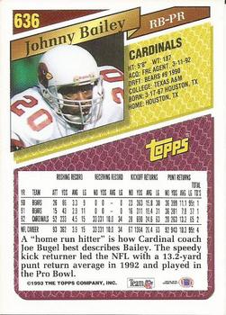 1993 Topps - Gold #636 Johnny Bailey Back