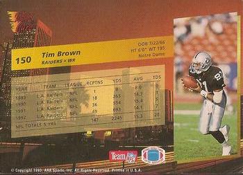 1993 Wild Card - 100 Stripe #150 Tim Brown Back