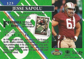 1993 Stadium Club - First Day Production/Issue #123 Jesse Sapolu Back