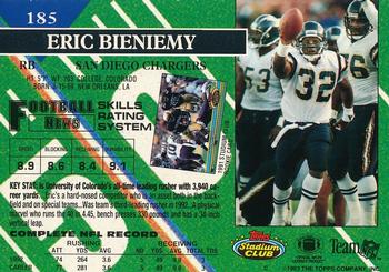 1993 Stadium Club - First Day Production/Issue #185 Eric Bieniemy Back